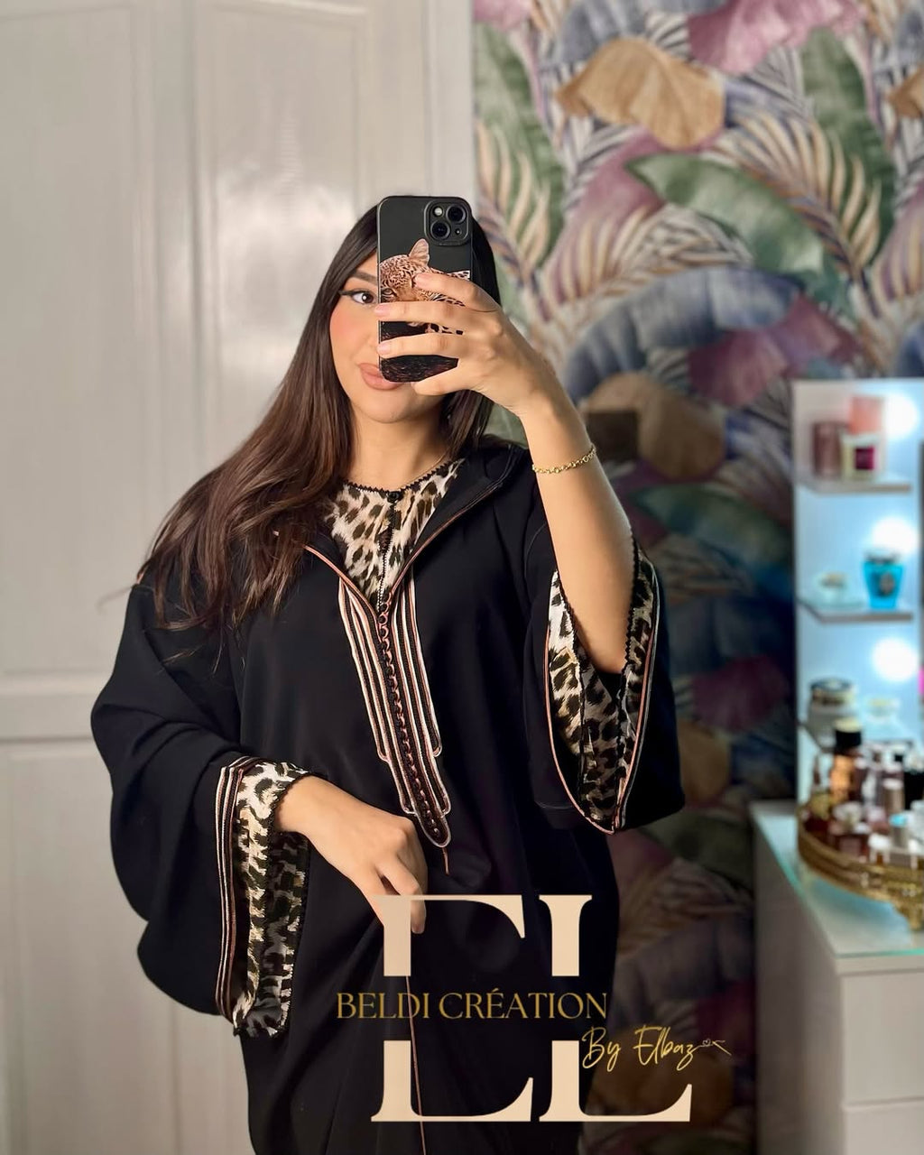 jellaba in a bold leopard print